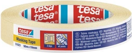 Crêpe afplaktape 19 mm × 50 m geel Tesa