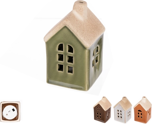 Porcelain LED House 9 cm – assortment of 4 variants