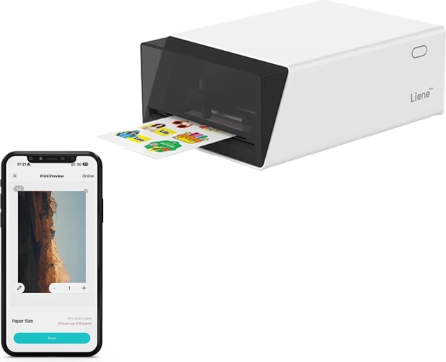 Draagbare fotoprinter en stickersnijder Liene PixCut 2-in-1