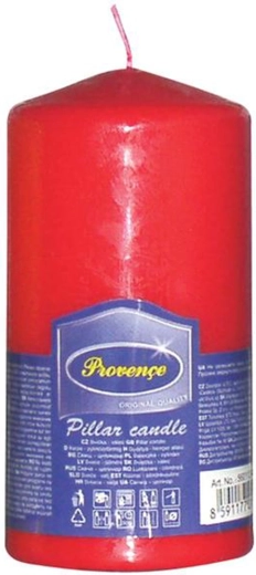 Bougie en paraffine cylindre rouge 6,3 × 12,5 cm