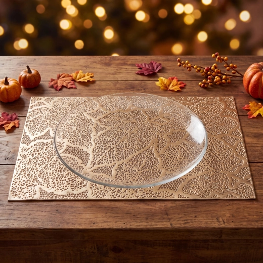 Set de table doré en PVC avec motif de feuilles 45 × 30 cm