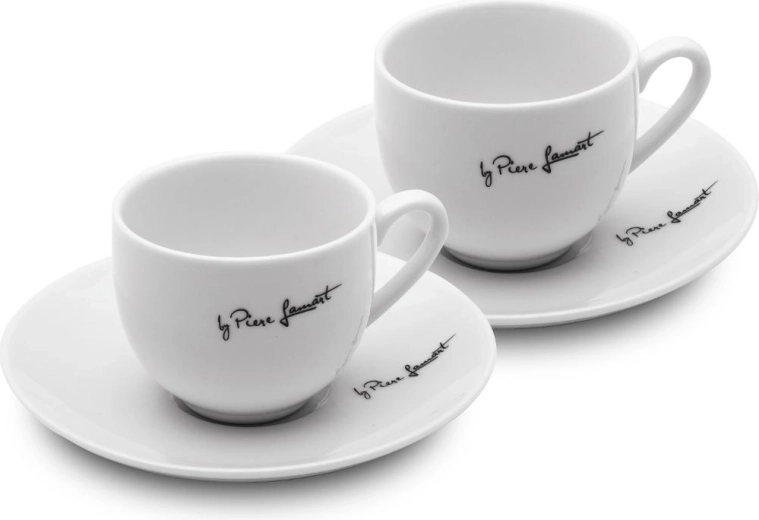 Lamart Kaffe ensemble de tasses à café en porcelaine avec soucoupes 90 ml, 2 pièces