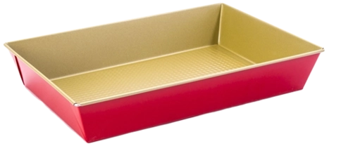 Moule à pâtisserie en acier avec revêtement antiadhésif 28 × 23,5 × 6 cm rouge doré SNB