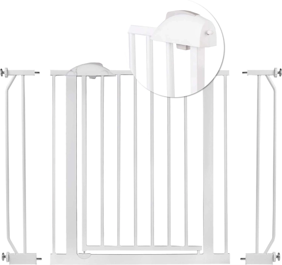 Weiße Sicherheitsbarriere NUKIDO für Türen und Treppen 75–105 cm