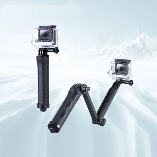 Folding Monopod Tripod for GoPro Action Camera 3-Way - Black