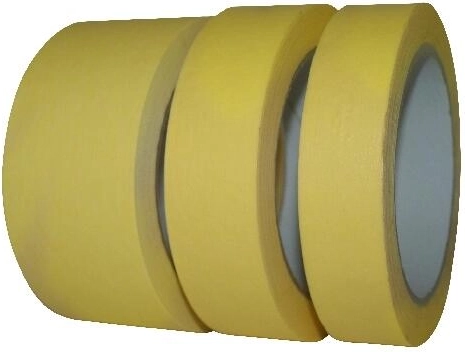 Krepe schilderstape 38 mm × 50 m geel, hittebestendig tot 60 °C