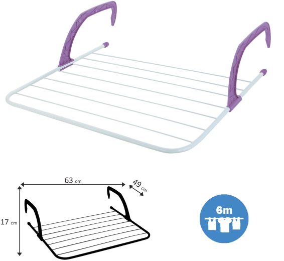 Hanging radiator drying rack 63 × 49 × 17 cm, 6 m drying area