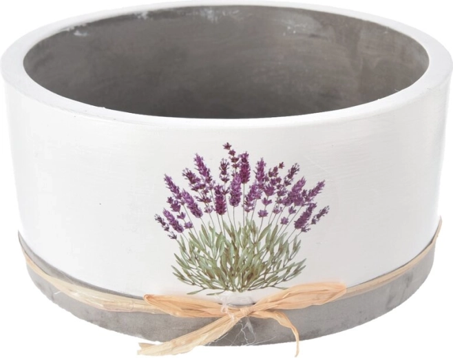 Cache-pot en béton blanc avec motif lavande 18 × 18 × 9 cm