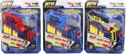 Plastic toy gun with foam darts and suction cups