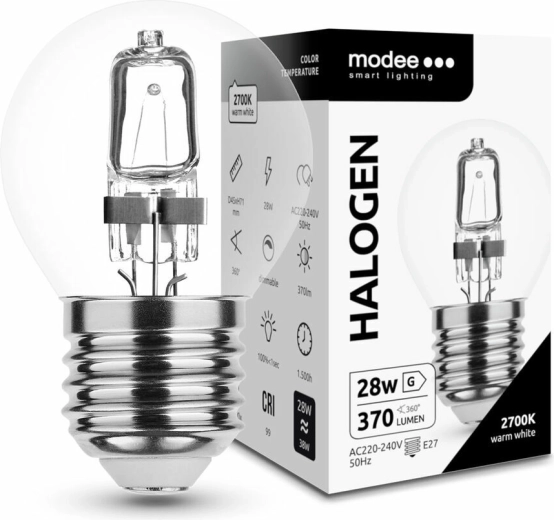 Ampoule halogène Modee Mini Globe 28W E27, 370 lm, blanc chaud, compatible variateur
