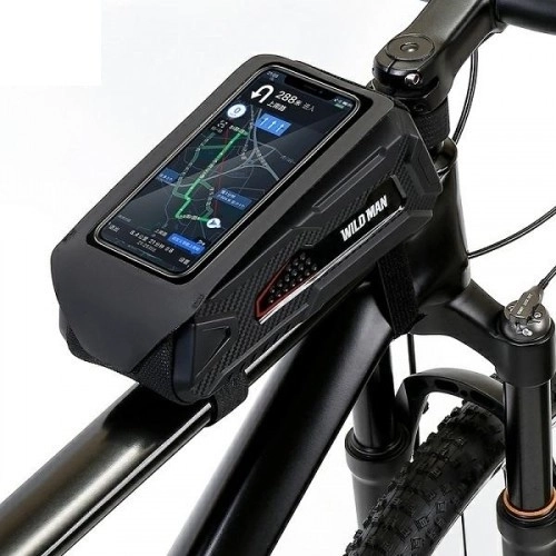WildMan M90 waterproof bike frame bag with phone case, black