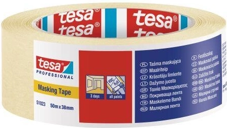 Kreppmaskeringstape 38 mm × 50 m geel Tesa