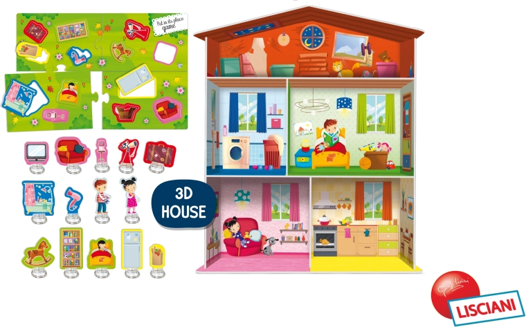 Montessori Game My Home – Buildable Dollhouse and Furniture Puzzle