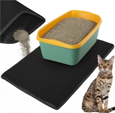 Purlov mat for under the cat litter box 75 × 55 cm black
