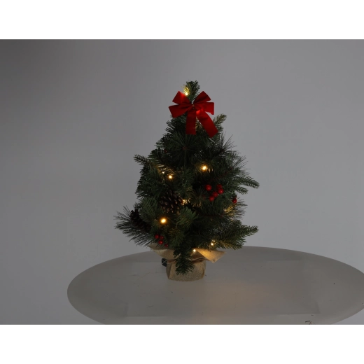 Christmas tabletop tree with 15 LEDs, 50 cm, red - 1 piece