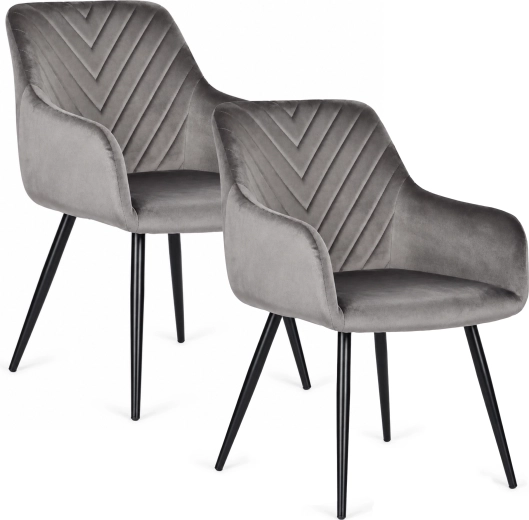 Set of 2 upholstered velvet ModernHome chairs in dark gray