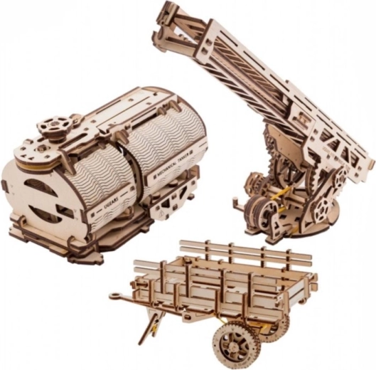 UGEARS accessoire voor de UGM-11 truck – brandweerladder, kipperbak en tankwagen (3D houten mechanische modules)