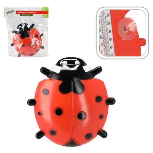 Außenthermometer Marienkäfer mit Saugnäpfen 16 × 15,8 cm
