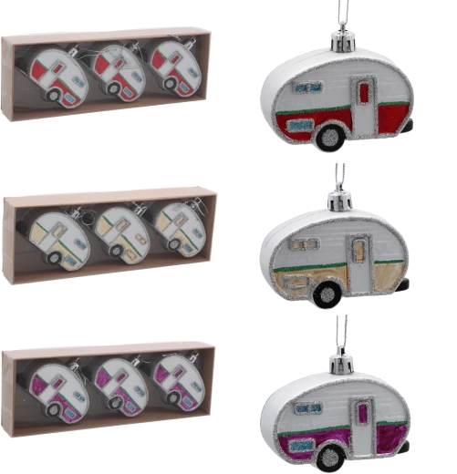 Set de décorations de Noël caravane 8 cm – 3 pcs