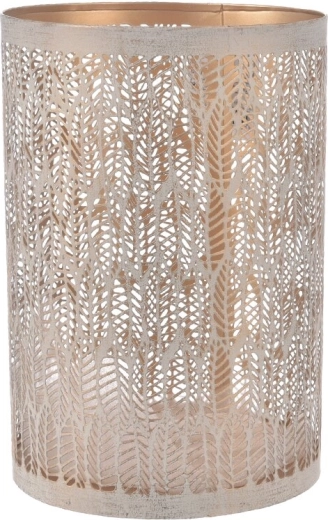 Leaf metal candleholder in beige-gold finish