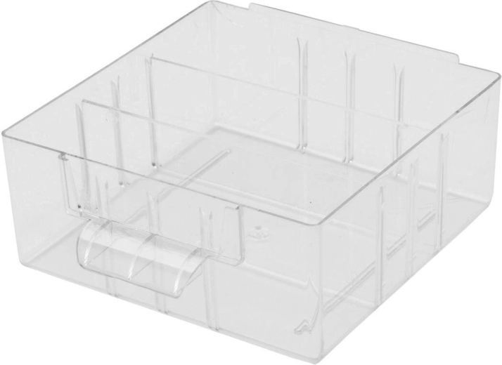 Middelgrote kunststof doos M met schotjes 13,6 × 13,6 × 5,7 cm