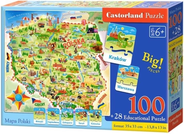 Castorland Mapa Polska 100 stukjes en quiz Puzzel