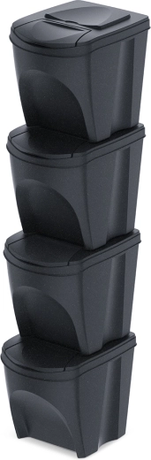 Sortibox Eco Wood sorting bin set 4×25 l – anthracite