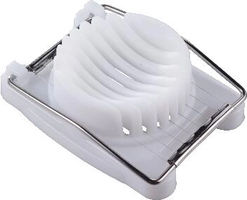 Egg slicer, plastic with stainless steel wires, white