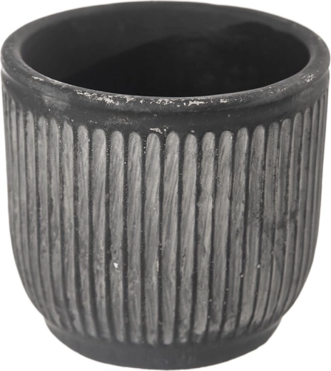 Blumentopf RELIEF aus Zement, schwarz