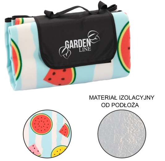 Couverture de pique-nique 200 × 200 cm avec isolation et motif fruité