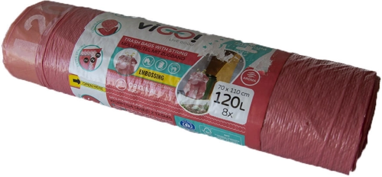 Trekbare vuilniszakken 120 l met frambozengeur 4 Seasons, 70 × 110 cm, 8 stuks