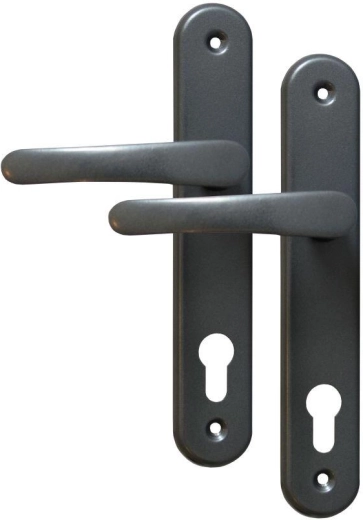 Door Hardware MICHAELA, lever with key, 90 mm spacing, grey