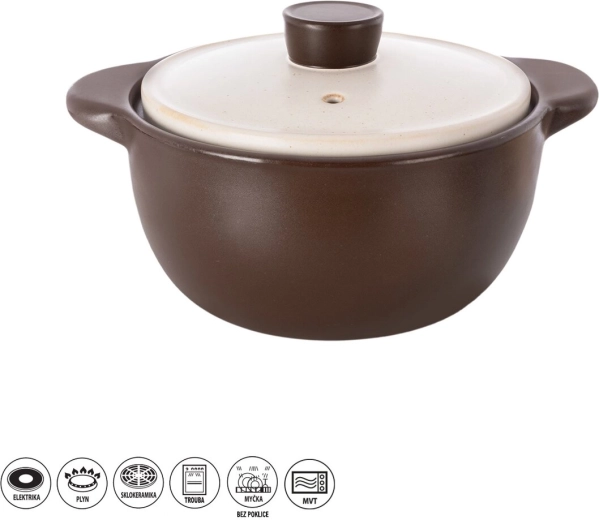 Ovenproof ceramic pot with lid 4.8 l