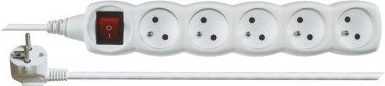 Emos extension lead with switch, 5 sockets, 2 m, white