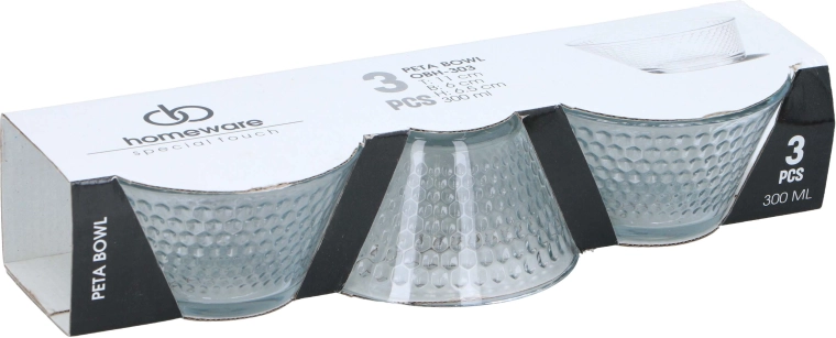Set van glazen kommen Peta 300 ml, 3 stuks