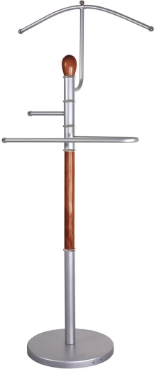 Kledingbutler RONNIE van chroom en hout, 46 × 27 × 107 cm, bruin