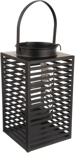 Black glass-and-metal candle holder 30 cm