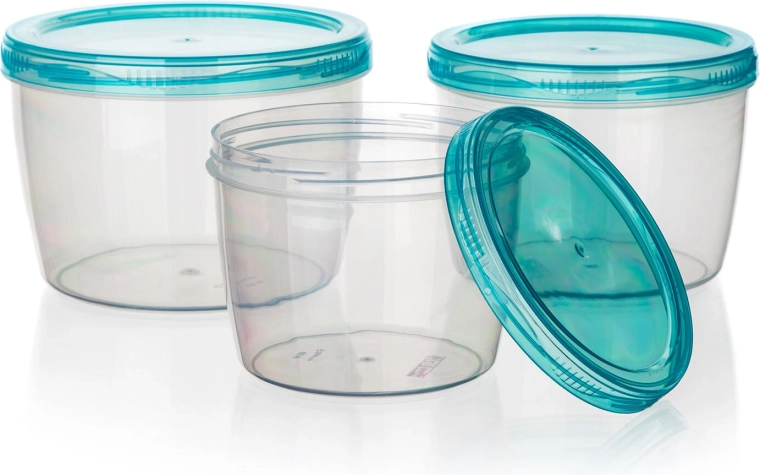 Set van 3 ronde plastic voedselbakjes ACASSA (600, 880 en 1180 ml)