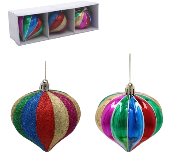 Set van spiraalvormige kerstballen 8 cm – multicolor (3 stuks) Chomik