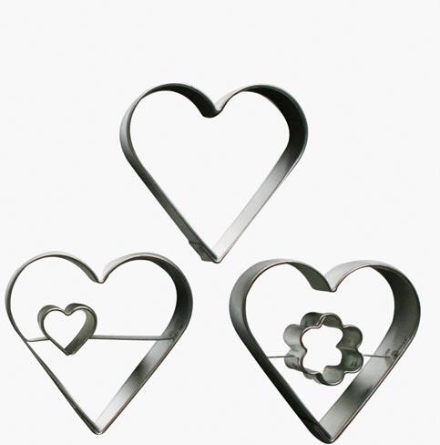 Set d’emporte-pièces en acier inoxydable pour biscuits – cœur, 3 pièces