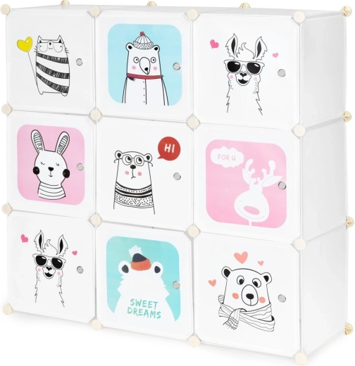 Children's modular cabinet with 9 doors with animal motifs modernhome