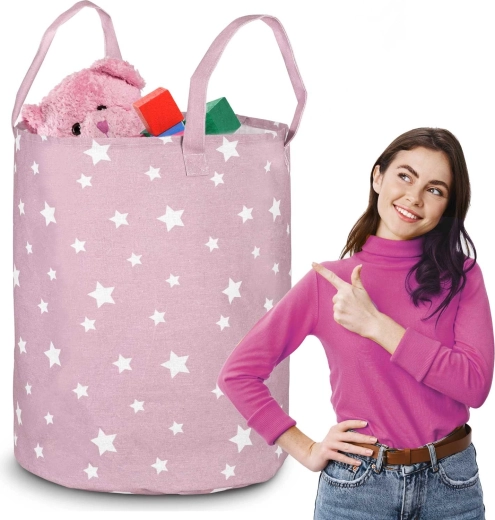 Roze katoenen speelgoedmand NUKIDO
