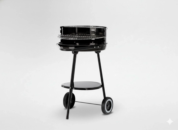 Garden charcoal grill with wheels 58 × 44 × 72 cm