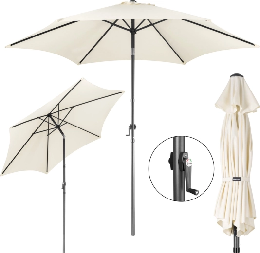 Folding garden parasol Bauerkraft 300 cm beige UV 50