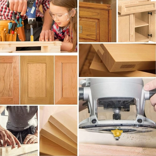 Set of profiling router bits for wood, 12 pieces in a wooden box