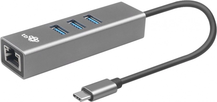 USB-C adapter with RJ45 + 3x USB-A ports - 1000 Mb/s