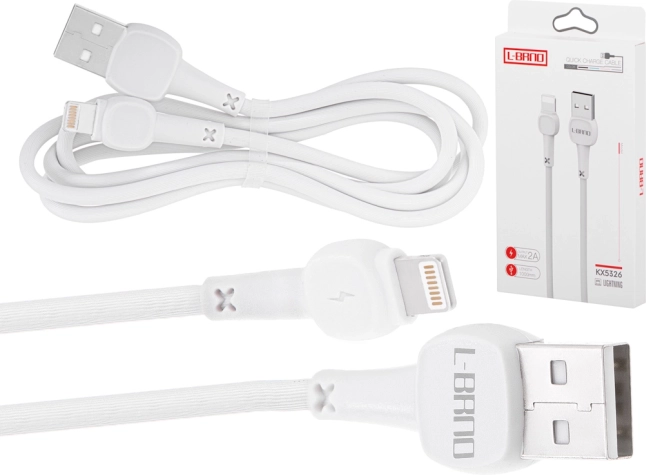 Câble L-BRNO Lightning de recharge rapide USB-A blanc