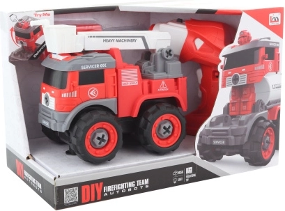 Screw-together RC fire truck with remote control and robot transformation