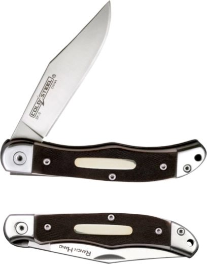 Cold Steel Ranch Hand classic pocket knife 7.6 cm with bone scales and leather sheath