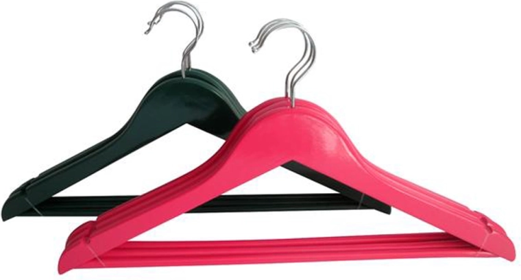 Houten kleerhangers 3 stuks, 44,5 × 23 cm, mix van kleuren